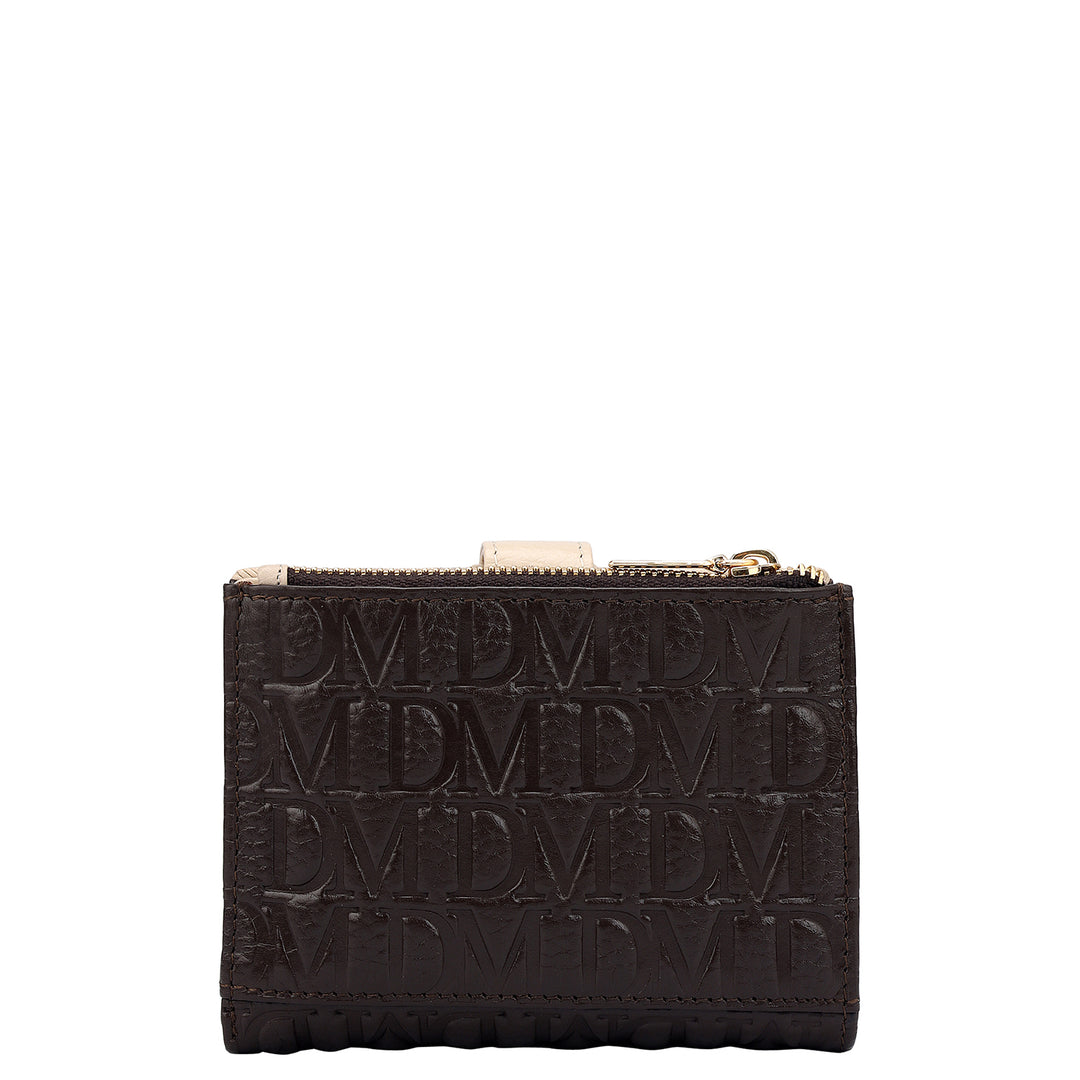 Monogram Leather Ladies Wallet - Chocolate