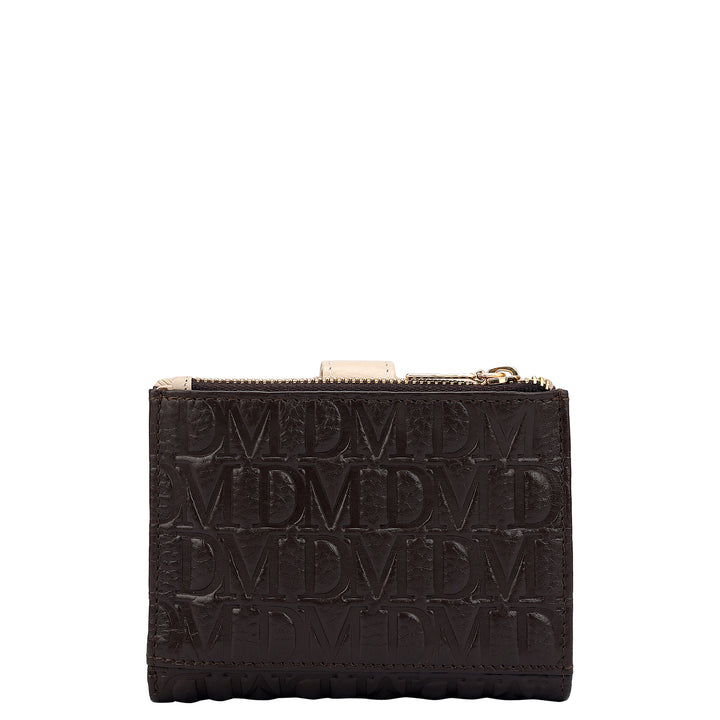 Monogram Leather Ladies Wallet - Chocolate