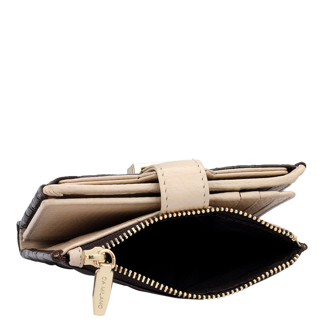 Monogram Leather Ladies Wallet - Chocolate