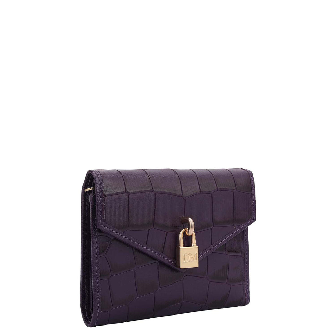 Croco Leather Ladies Wallet - Grapevine