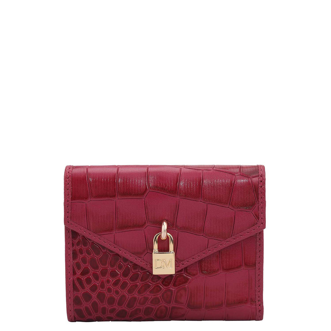 Croco Leather Ladies Wallet - Plumberry