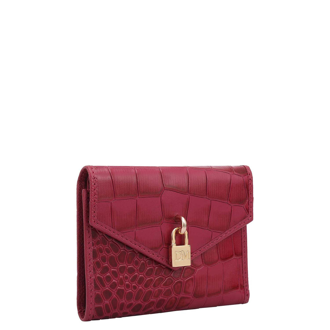 Croco Leather Ladies Wallet - Plumberry