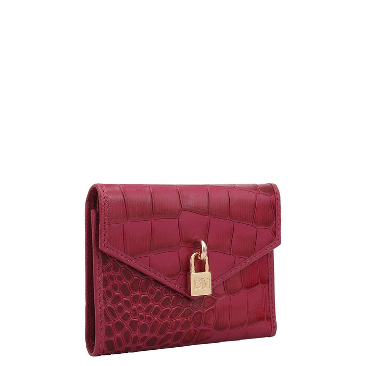 Croco Leather Ladies Wallet - Plumberry