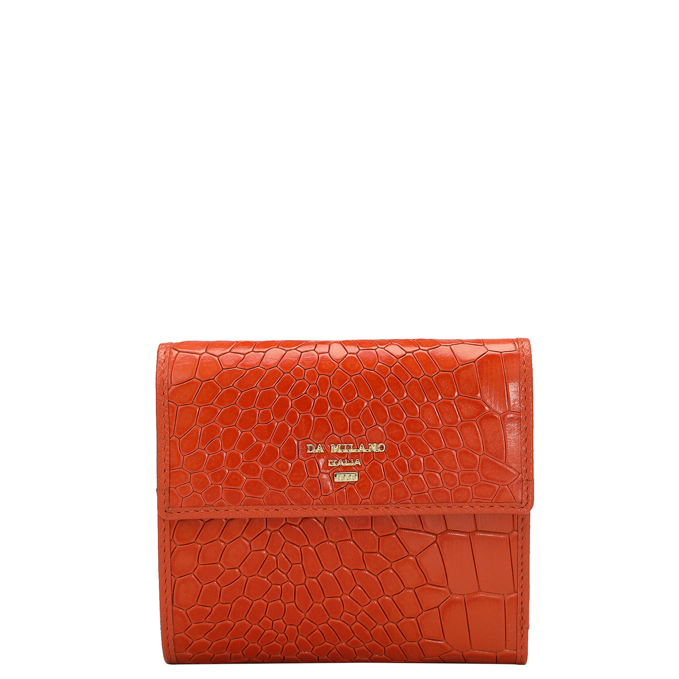 Croco Leather Ladies Wallet - Pumpkin