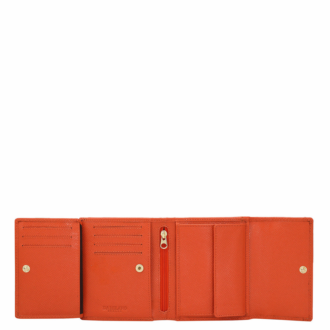 Croco Leather Ladies Wallet - Pumpkin