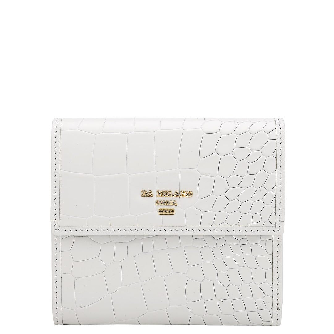 Croco Leather Ladies Wallet - Snow