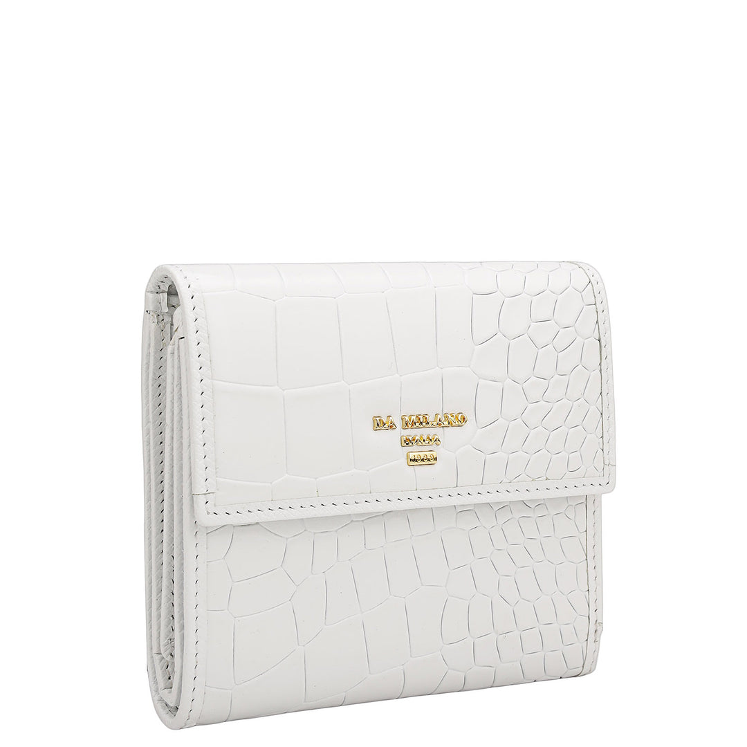 Croco Leather Ladies Wallet - Snow