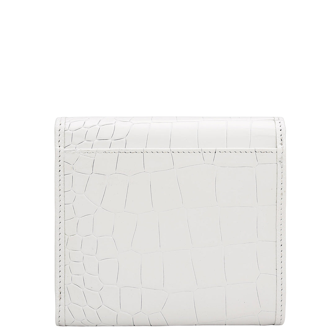 Croco Leather Ladies Wallet - Snow
