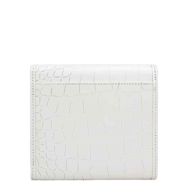 Croco Leather Ladies Wallet - Snow