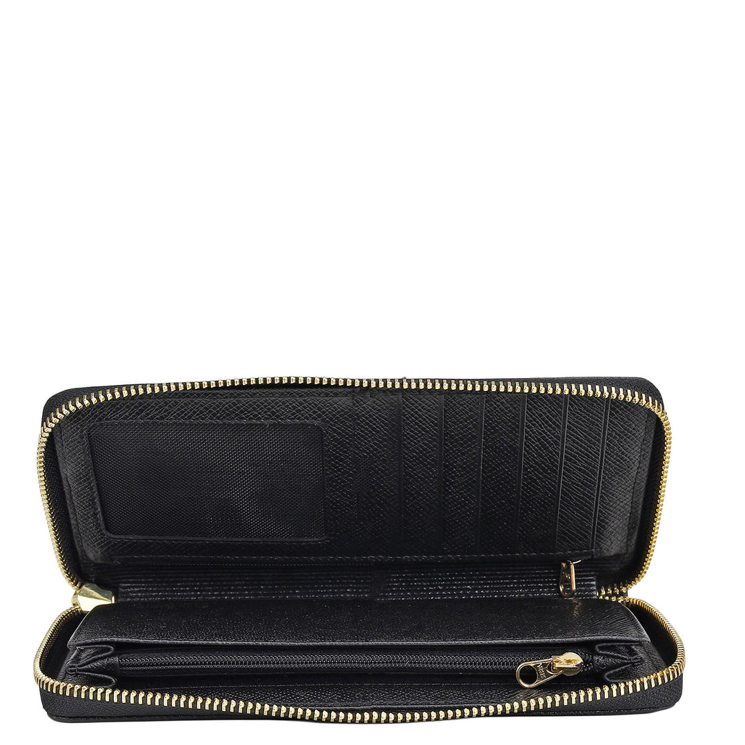 Croco Leather Ladies Wallet - Black