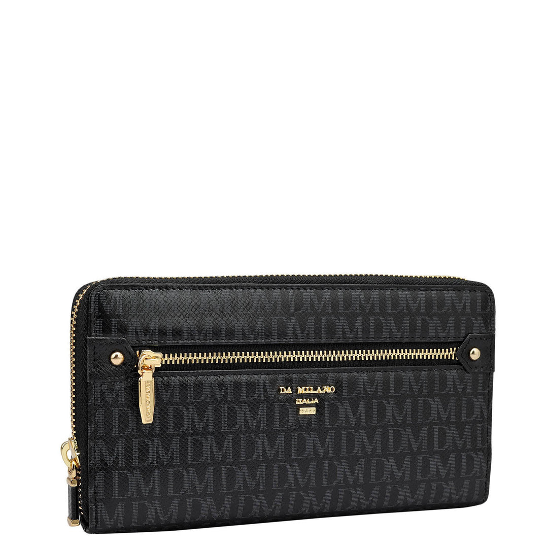 Monogram Leather Ladies Wallet - Black