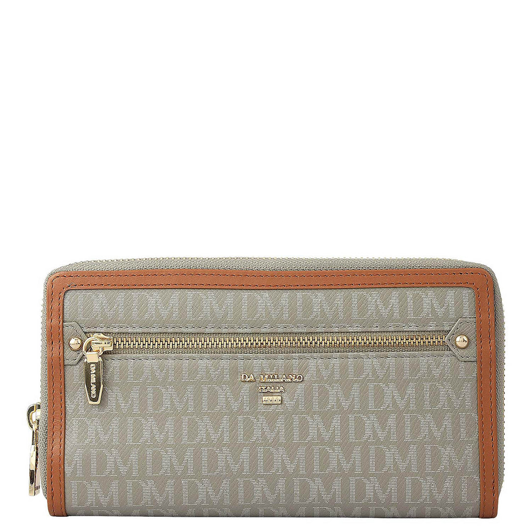 Monogram Leather Ladies Wallet - Stone Grey