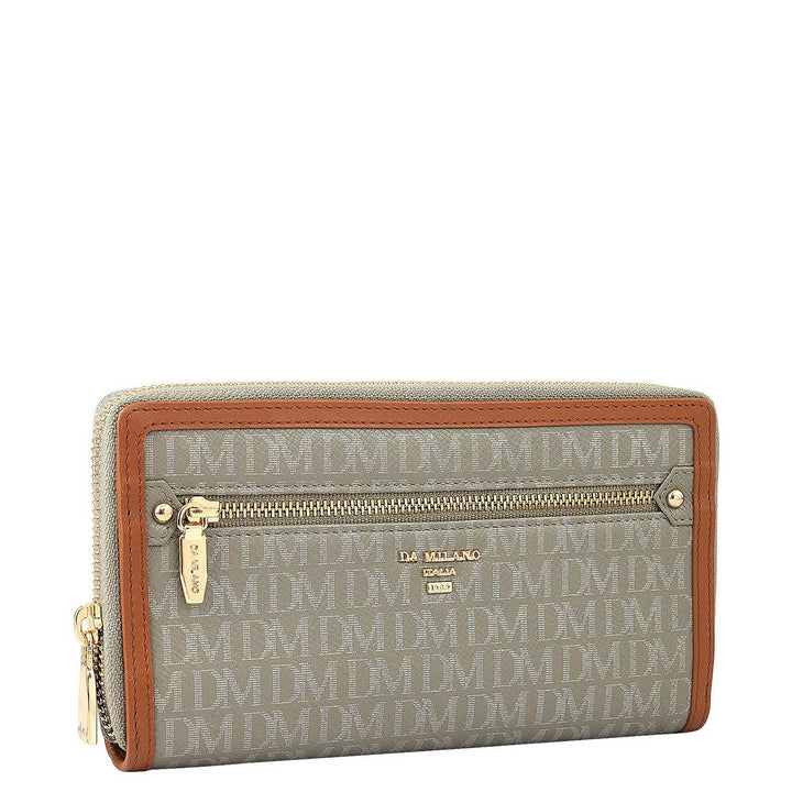 Monogram Leather Ladies Wallet - Stone Grey