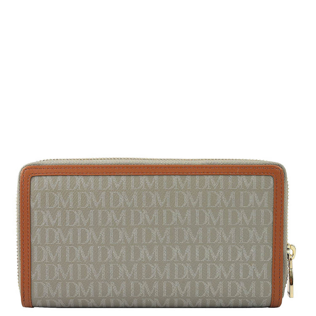 Monogram Leather Ladies Wallet - Stone Grey