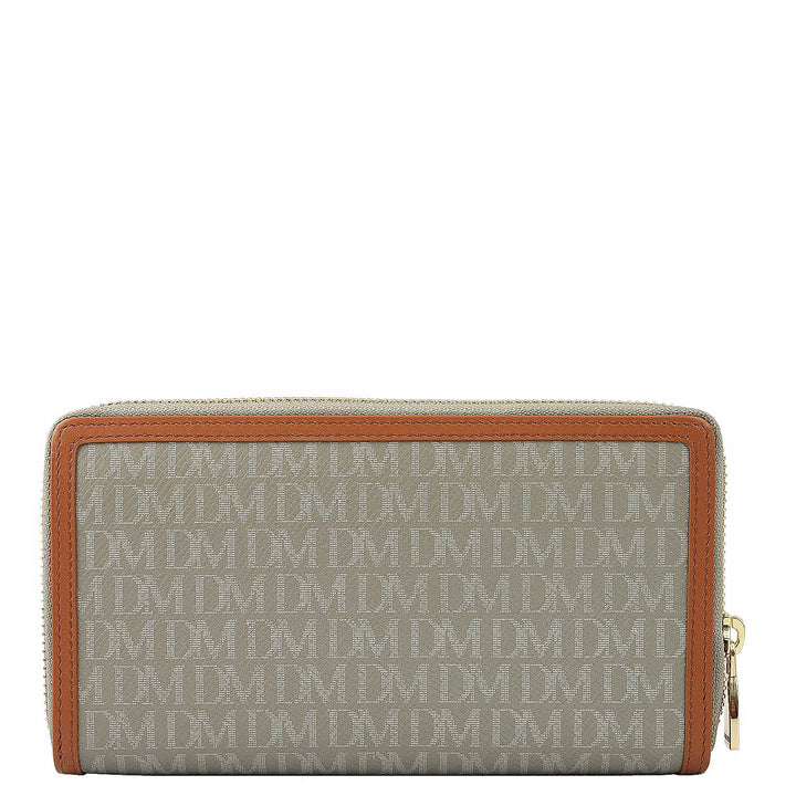 Monogram Leather Ladies Wallet - Stone Grey