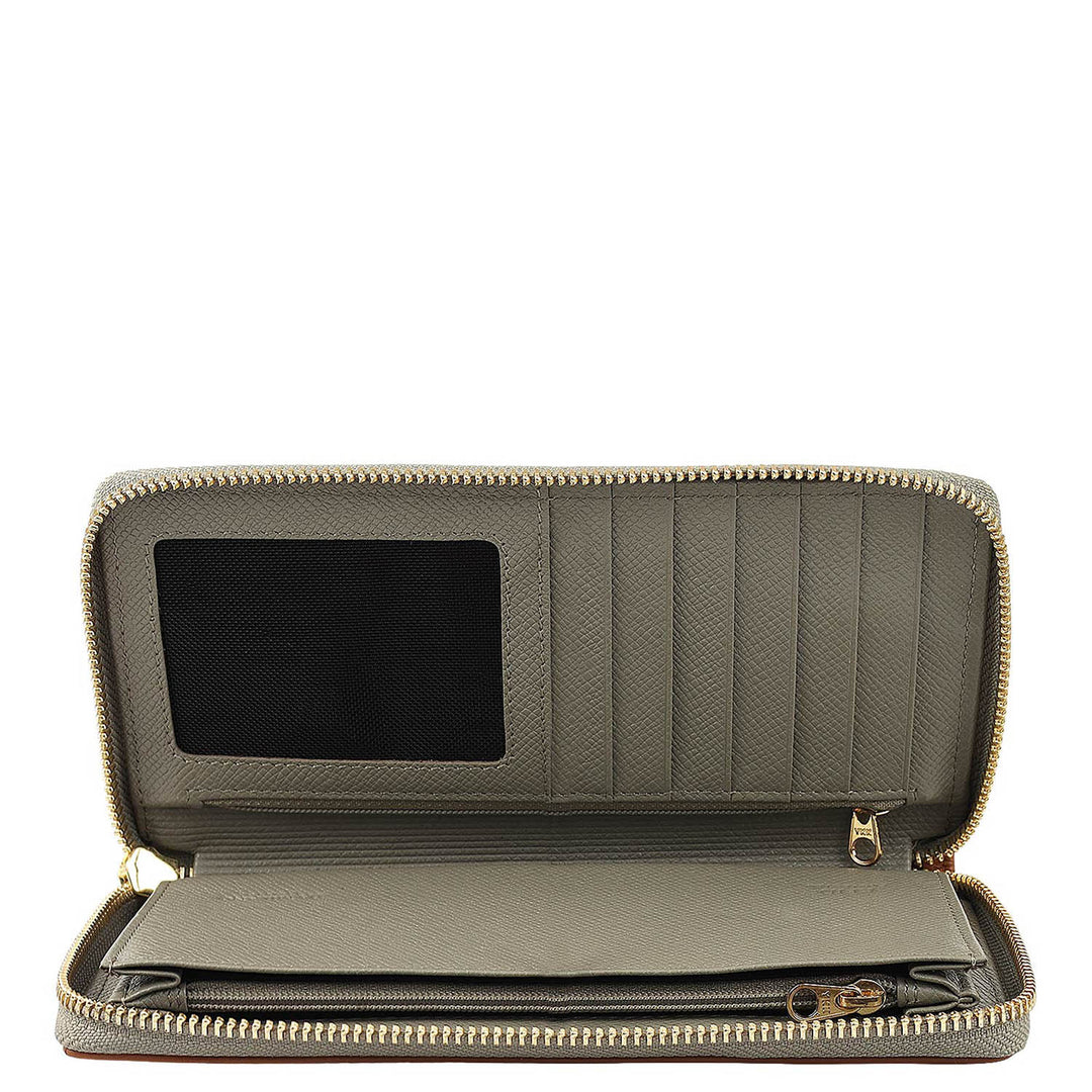 Monogram Leather Ladies Wallet - Stone Grey