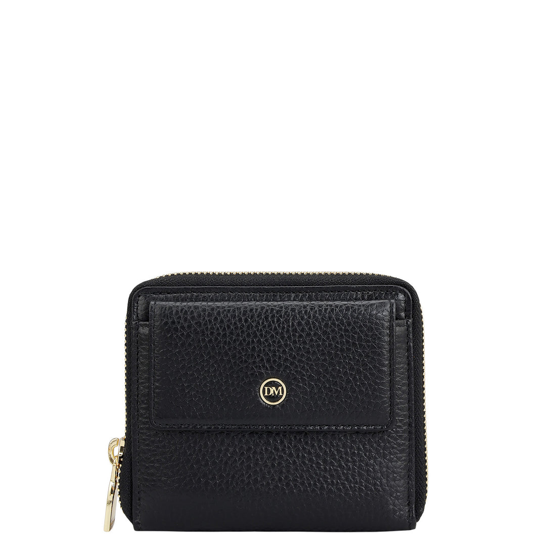 Wax Leather Ladies Wallet - Black