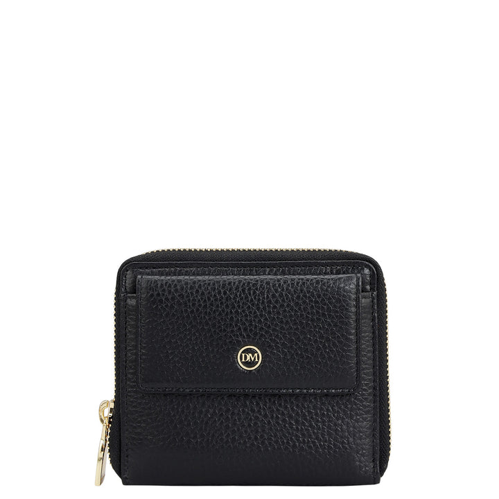Wax Leather Ladies Wallet - Black