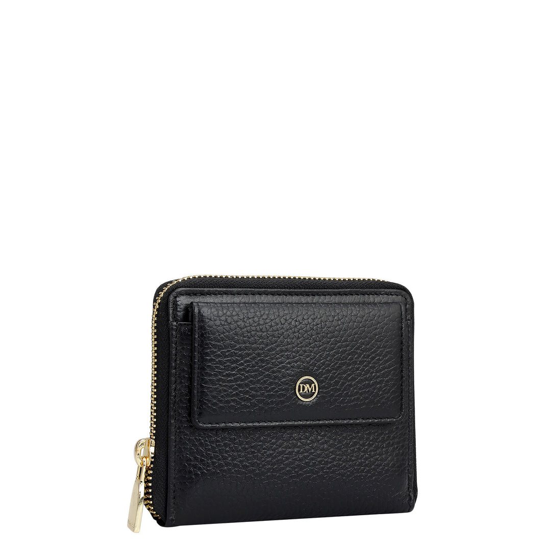 Wax Leather Ladies Wallet - Black