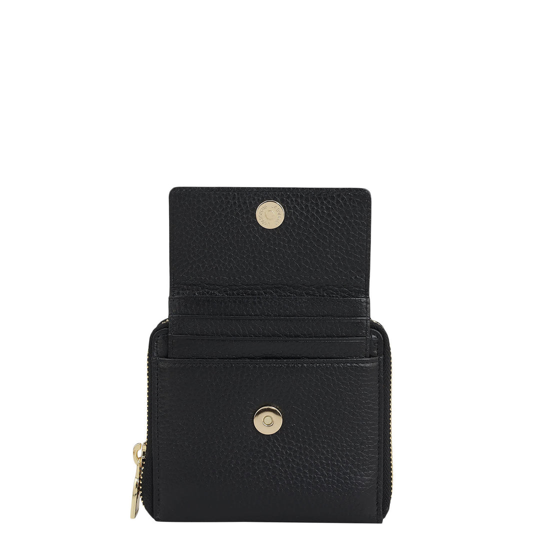 Wax Leather Ladies Wallet - Black