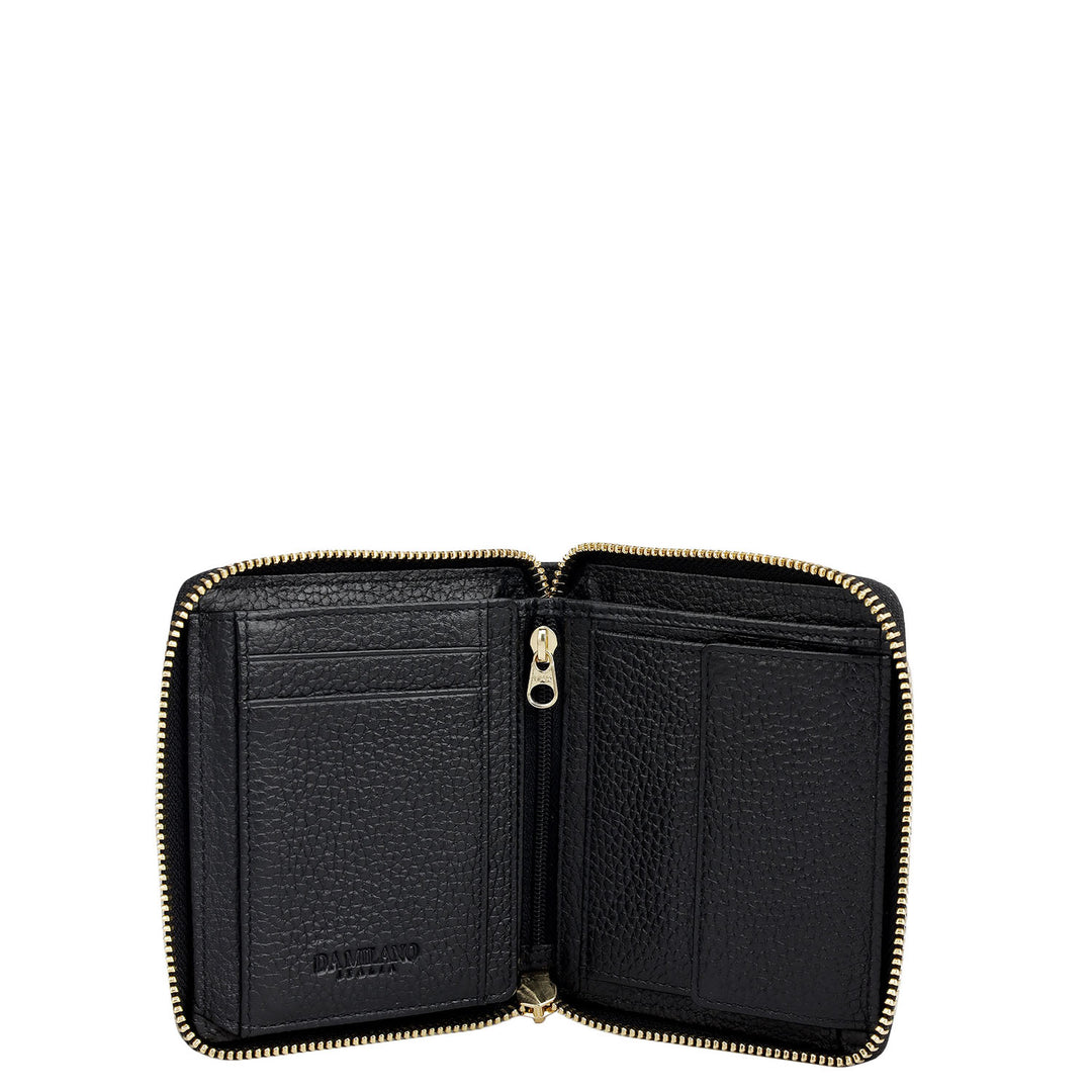 Wax Leather Ladies Wallet - Black
