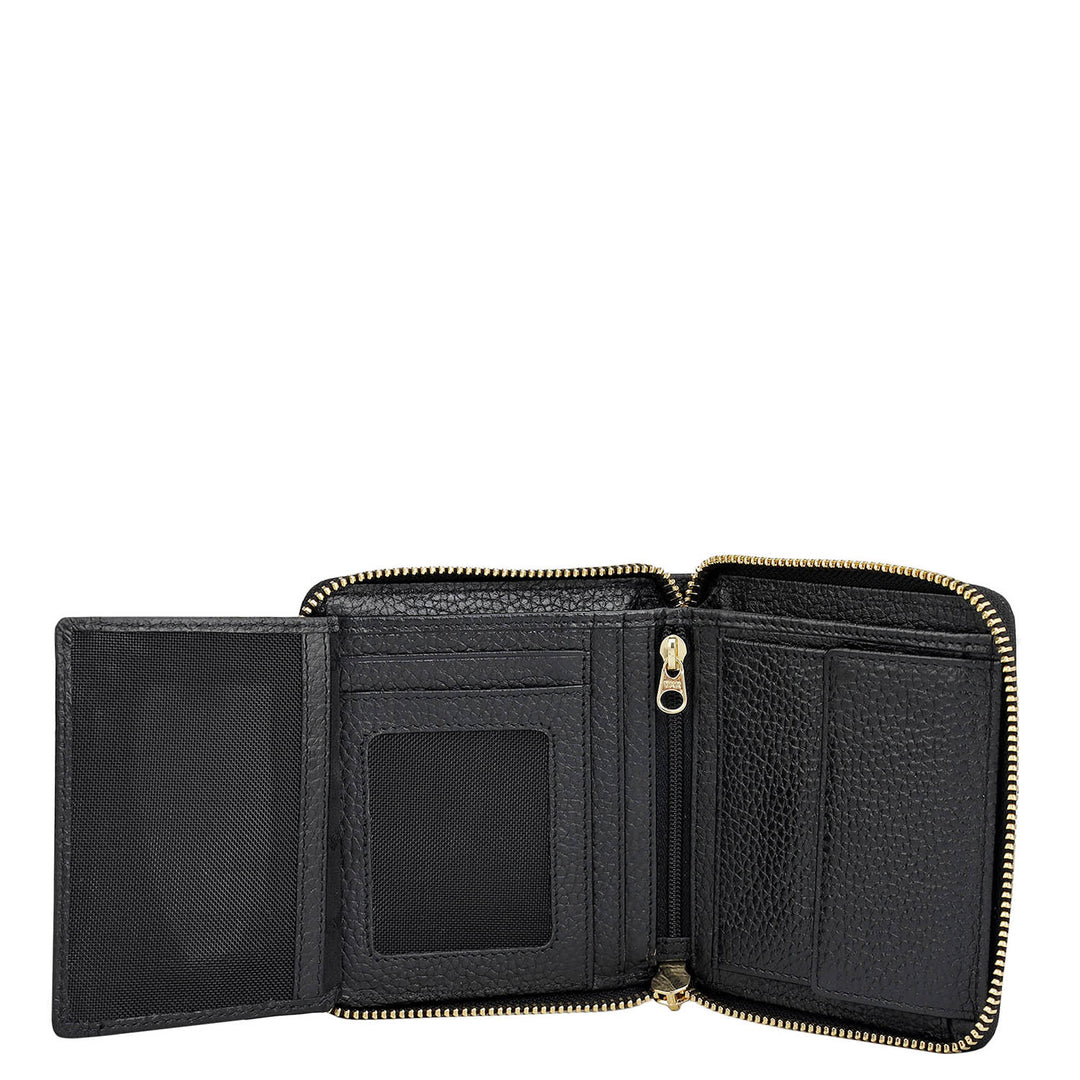 Wax Leather Ladies Wallet - Black