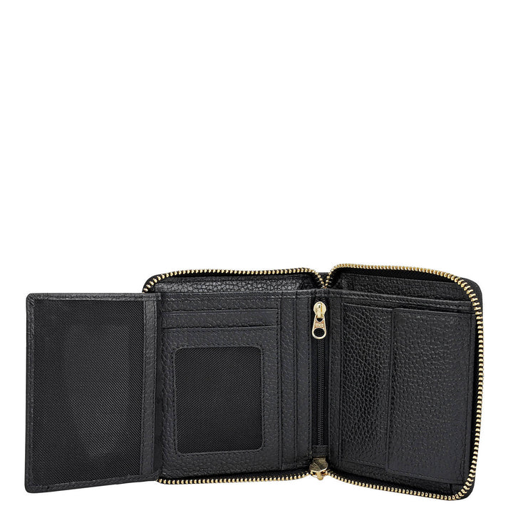 Wax Leather Ladies Wallet - Black