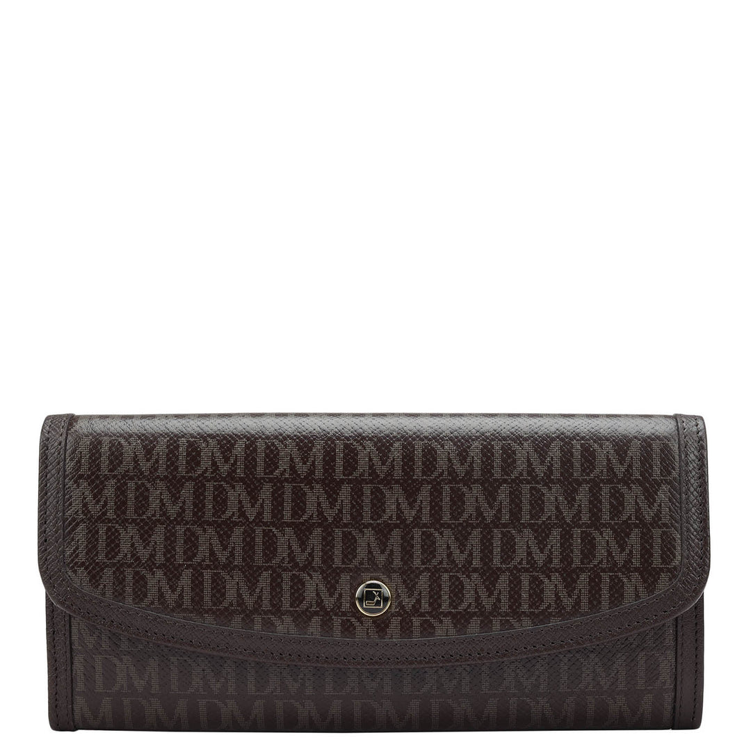 Monogram Leather Ladies Wallet - Chocolate