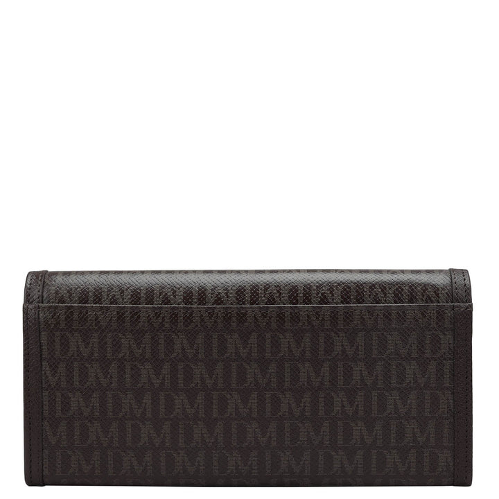 Monogram Leather Ladies Wallet - Chocolate