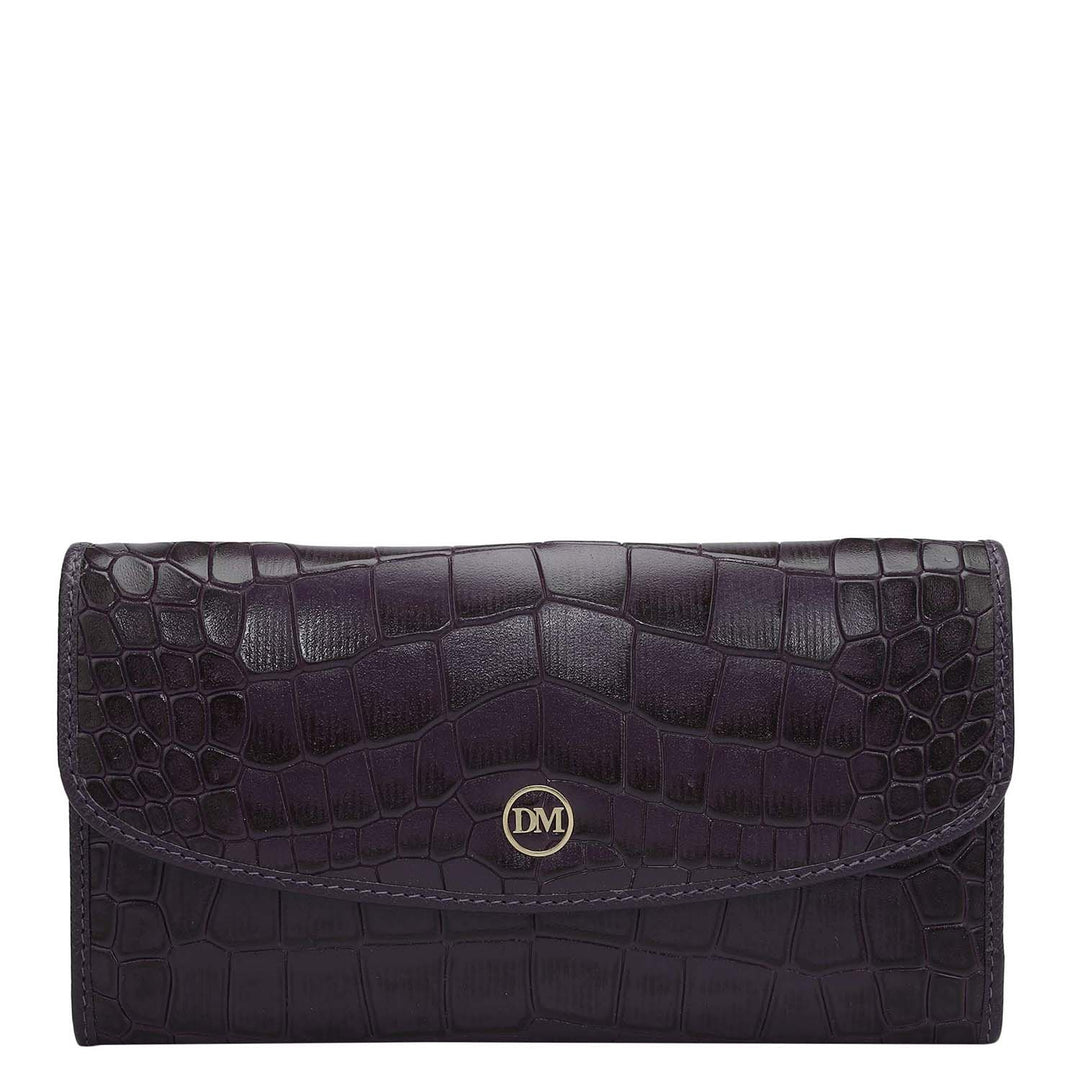 Croco Leather Ladies Wallet - Grapevine