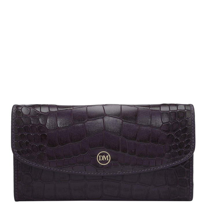 Croco Leather Ladies Wallet - Grapevine