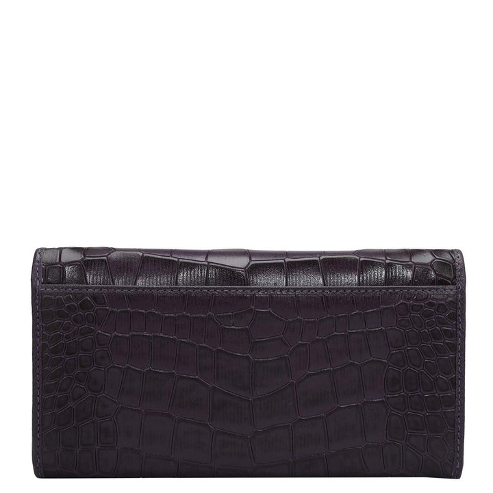 Croco Leather Ladies Wallet - Grapevine