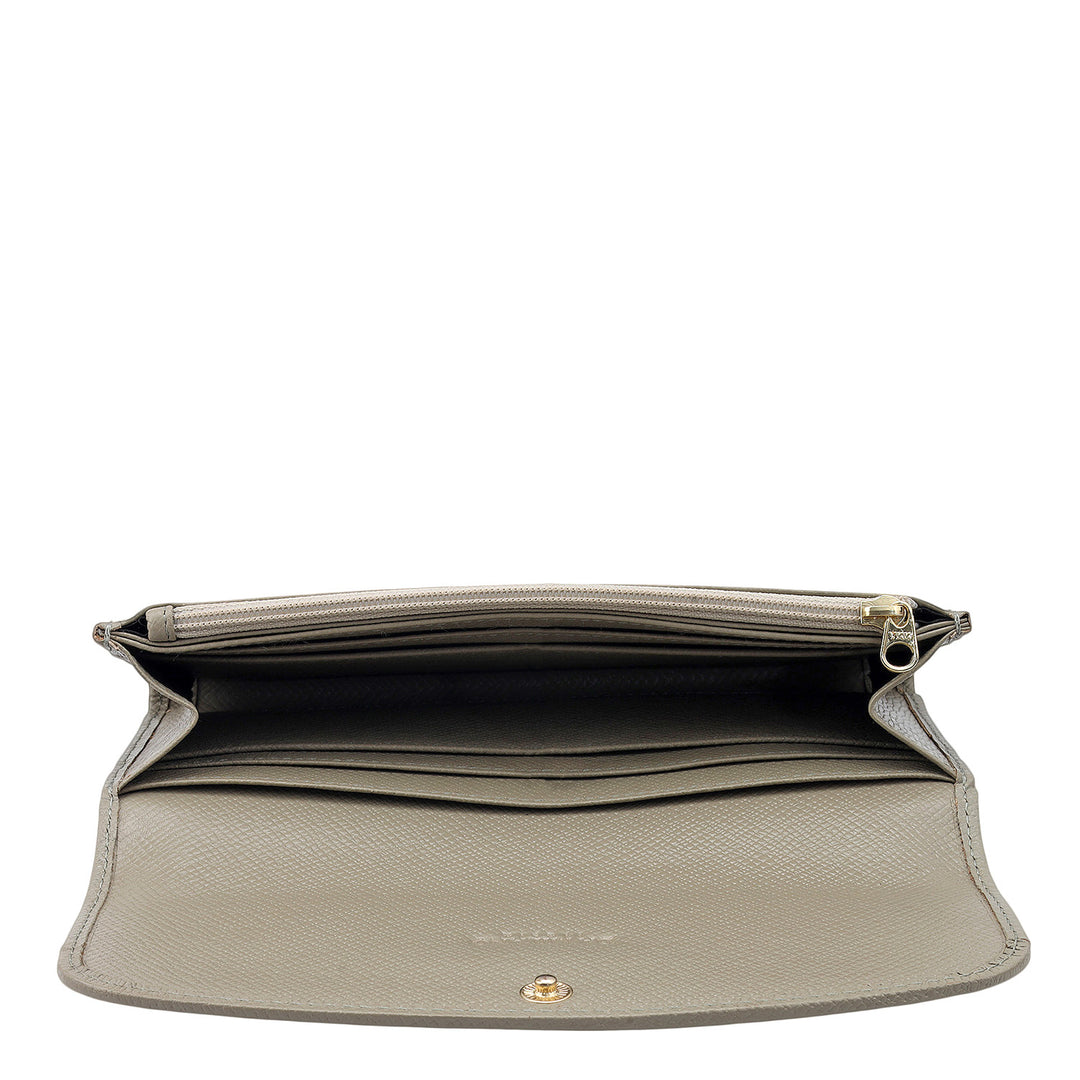 Croco Leather Ladies Wallet - Stone Grey