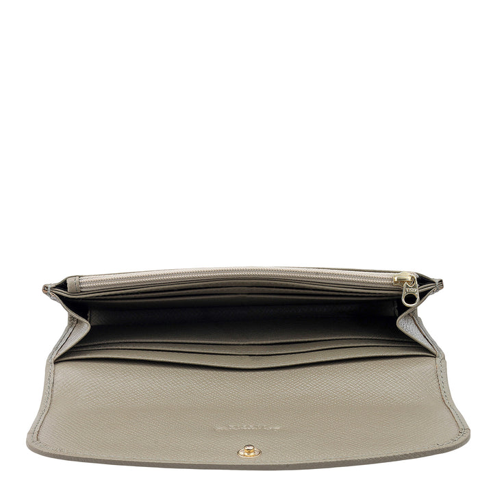 Croco Leather Ladies Wallet - Stone Grey