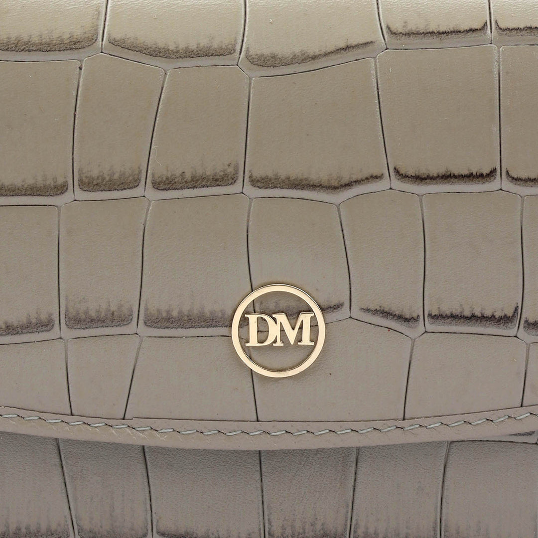 Croco Leather Ladies Wallet - Stone Grey