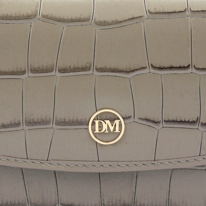 Croco Leather Ladies Wallet - Stone Grey