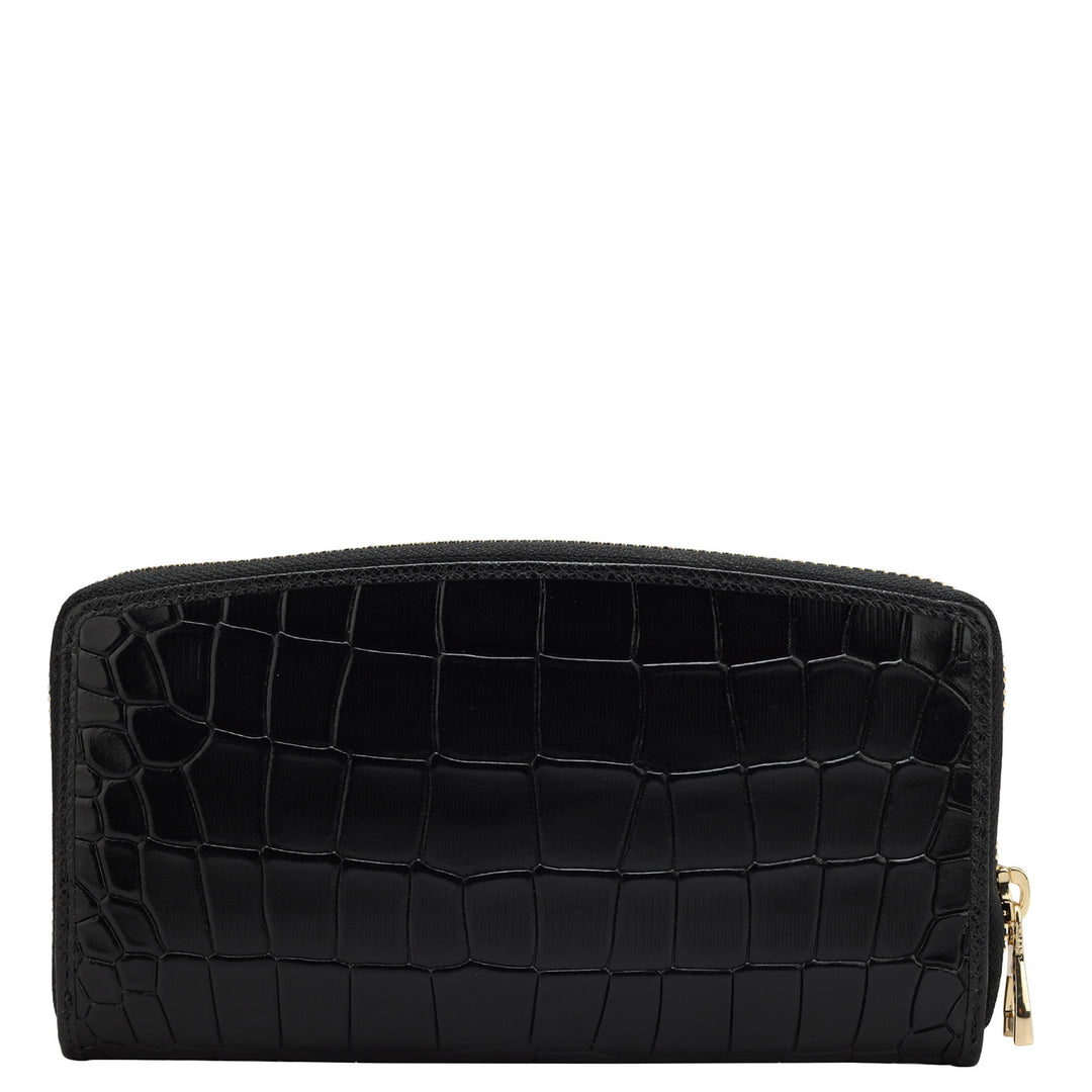Croco Leather Ladies Wallet - Black
