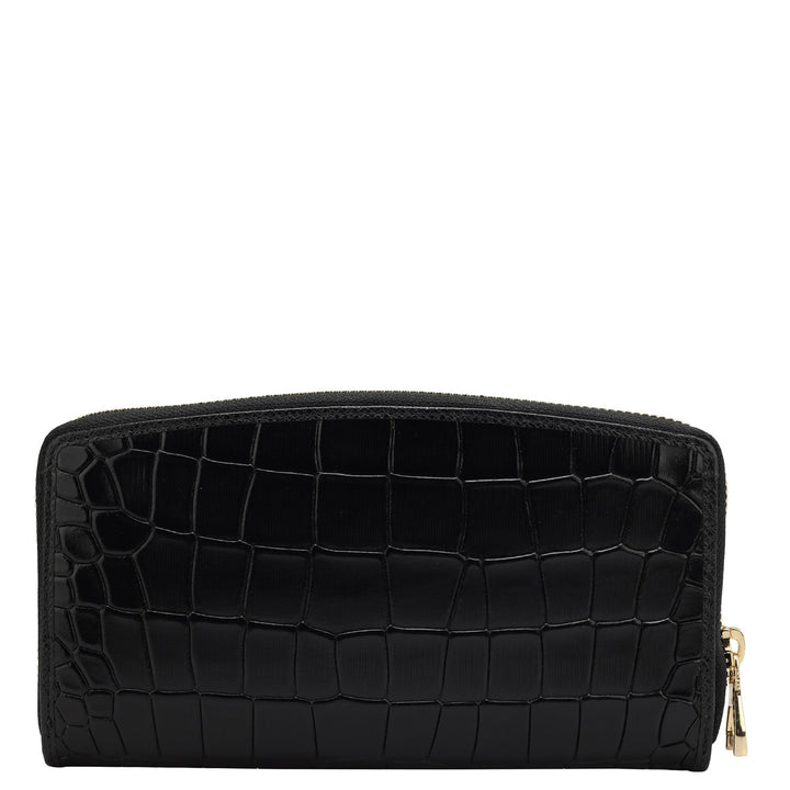 Croco Leather Ladies Wallet - Black