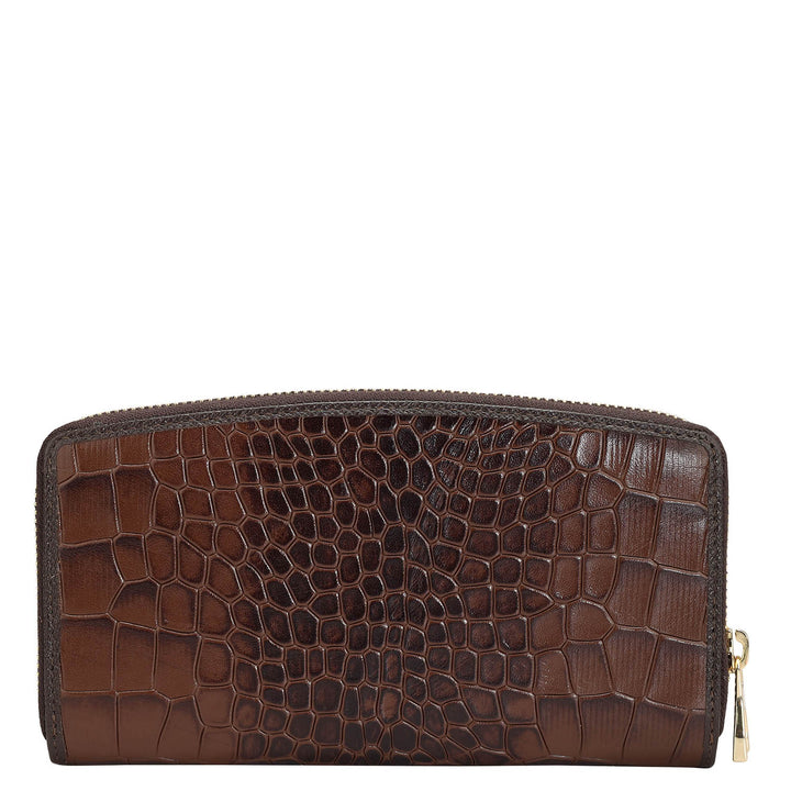Croco Leather Ladies Wallet - Brown