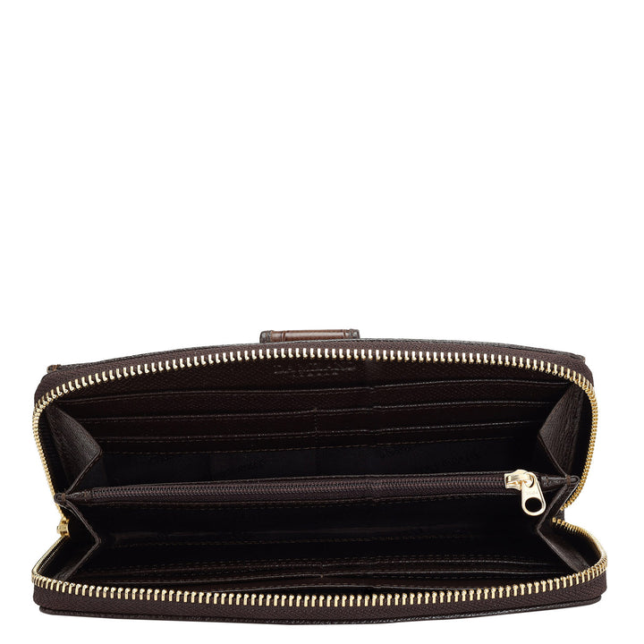 Croco Leather Ladies Wallet - Brown