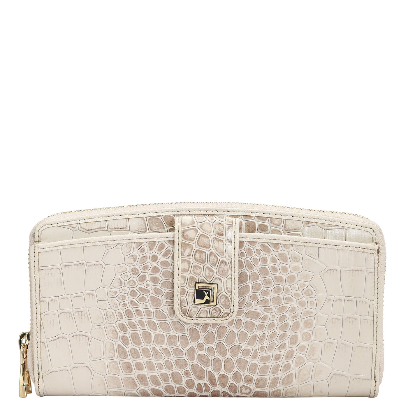 Croco Leather Ladies Wallet - Frost