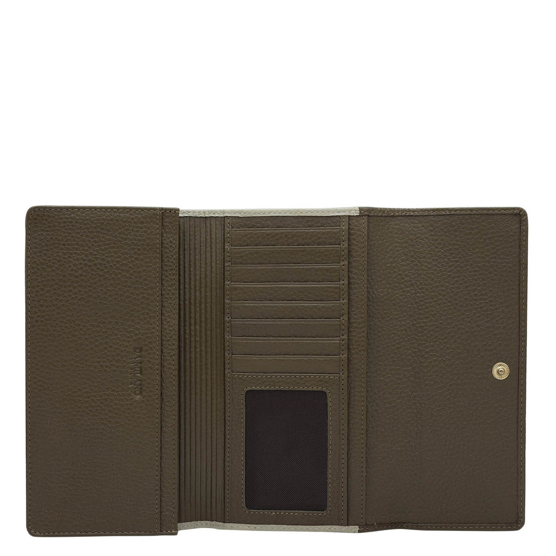 Wax Leather Ladies Wallet - Moss & Khaki