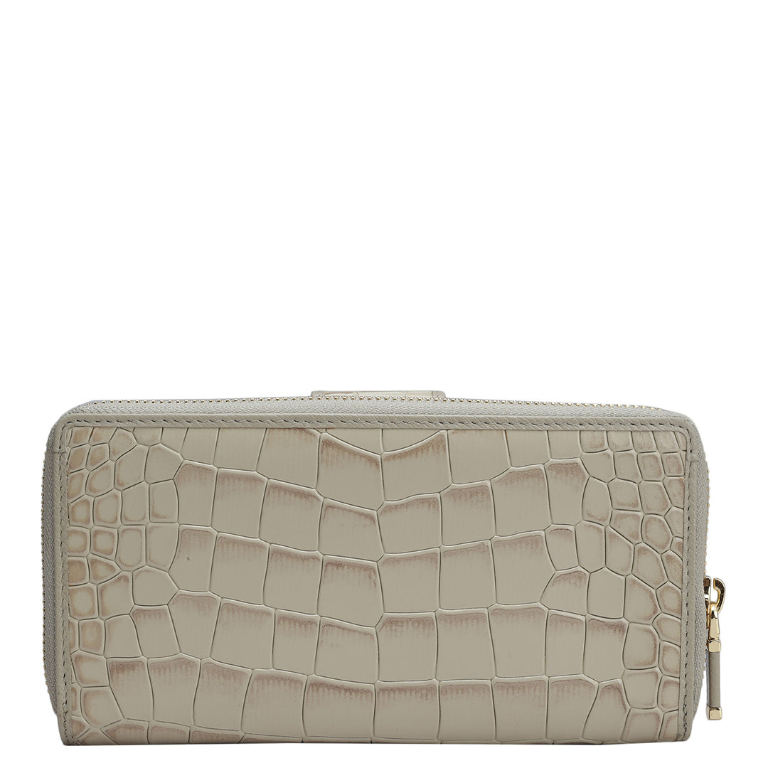 Croco Leather Ladies Wallet - Frost