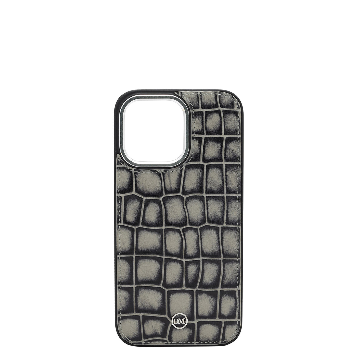 Grey Croco Leather Mobile Case - iPhone 14 Pro Max