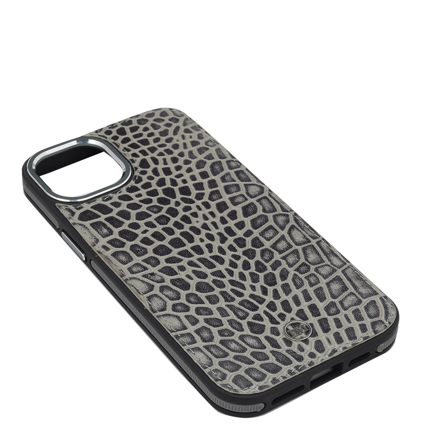 Grey Croco Leather Mobile Case - iPhone 15 Plus