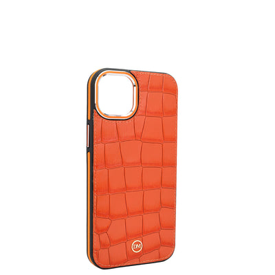 Pumpkin Croco Leather Mobile Case - iPhone 15 Plus