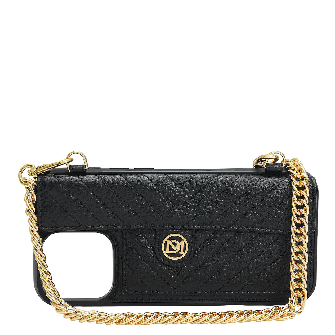 Quilting Leather Mobile Case (Iphone 16 Pro)- Black