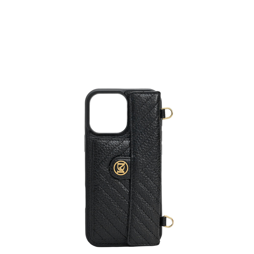 Quilting Leather Mobile Case (Iphone 16 Pro)- Black