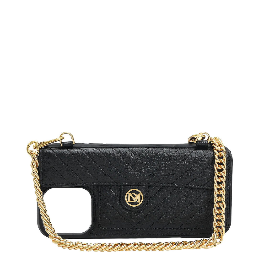 Quilting Leather Mobile Case (Iphone 16 Pro) - Black