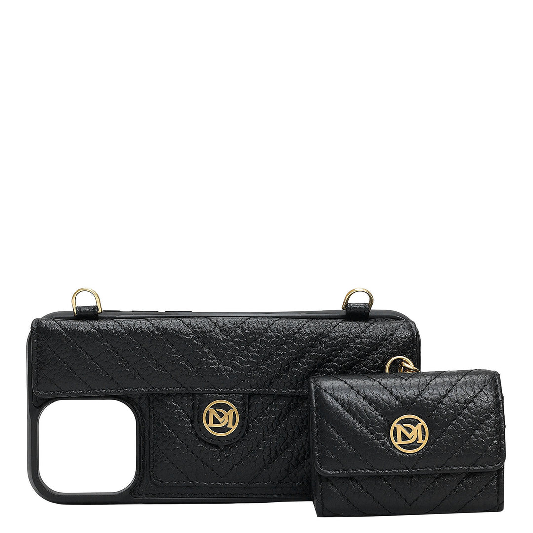 Quilting Leather Mobile Case (Iphone 16 Pro) - Black